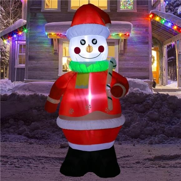 7Ft Inflatable Snowman - Outdoor Christmas Decor, Blow Up  with LED Lights - Picture 1 of 5